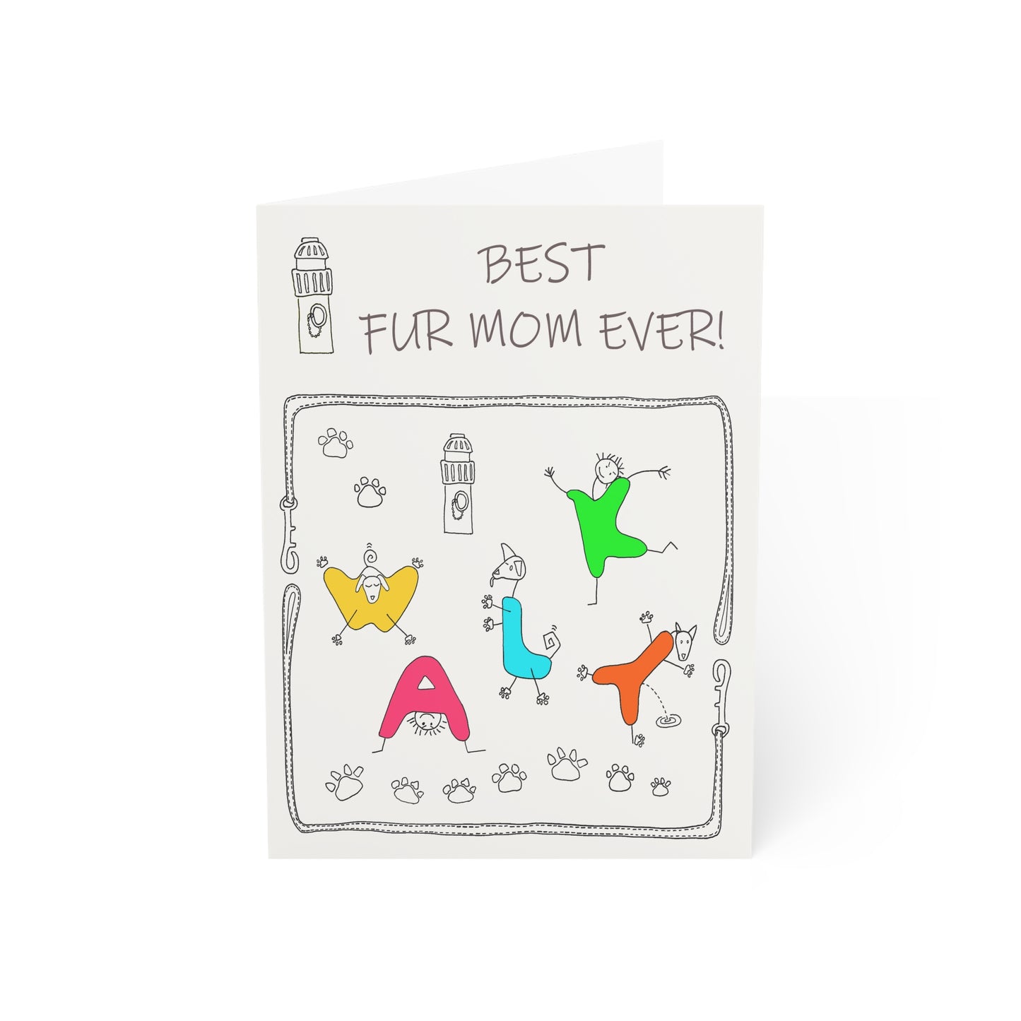 Mother's Day, "BEST FUR MOM EVER!" White Greeting Card for dog lovers by Artist Marie Frederique