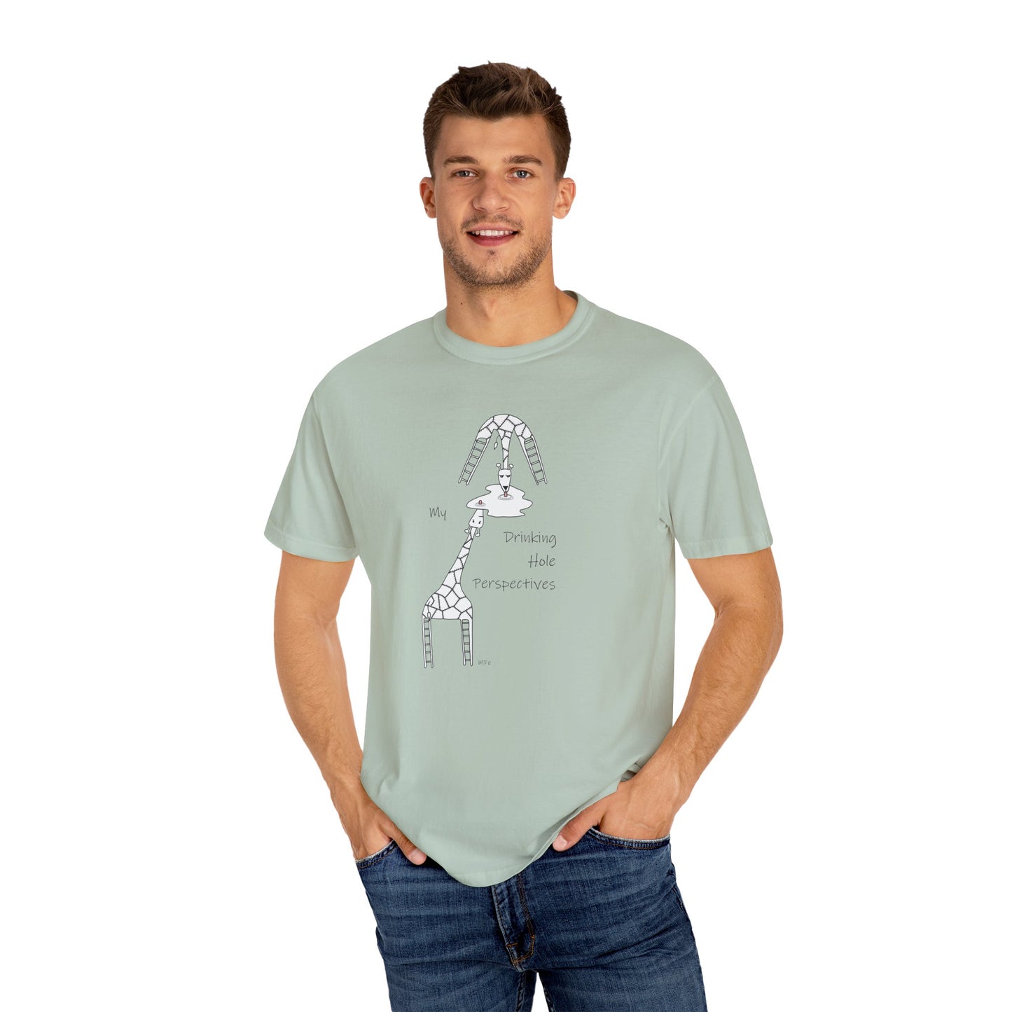 Giraffe T-shirt "My Drinking Hole Perspectives" - by artist Marie Frederique