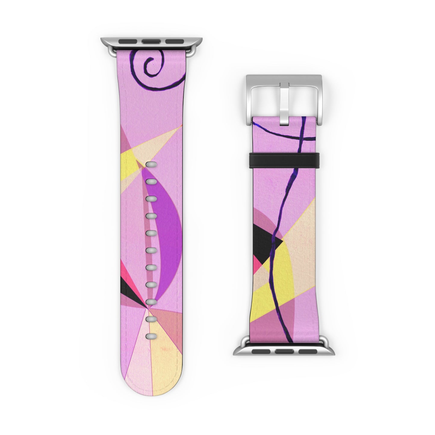 Abstract Series, Fun Lilac and Yellow tone faux leather Watch Band by artist Marie Frederique