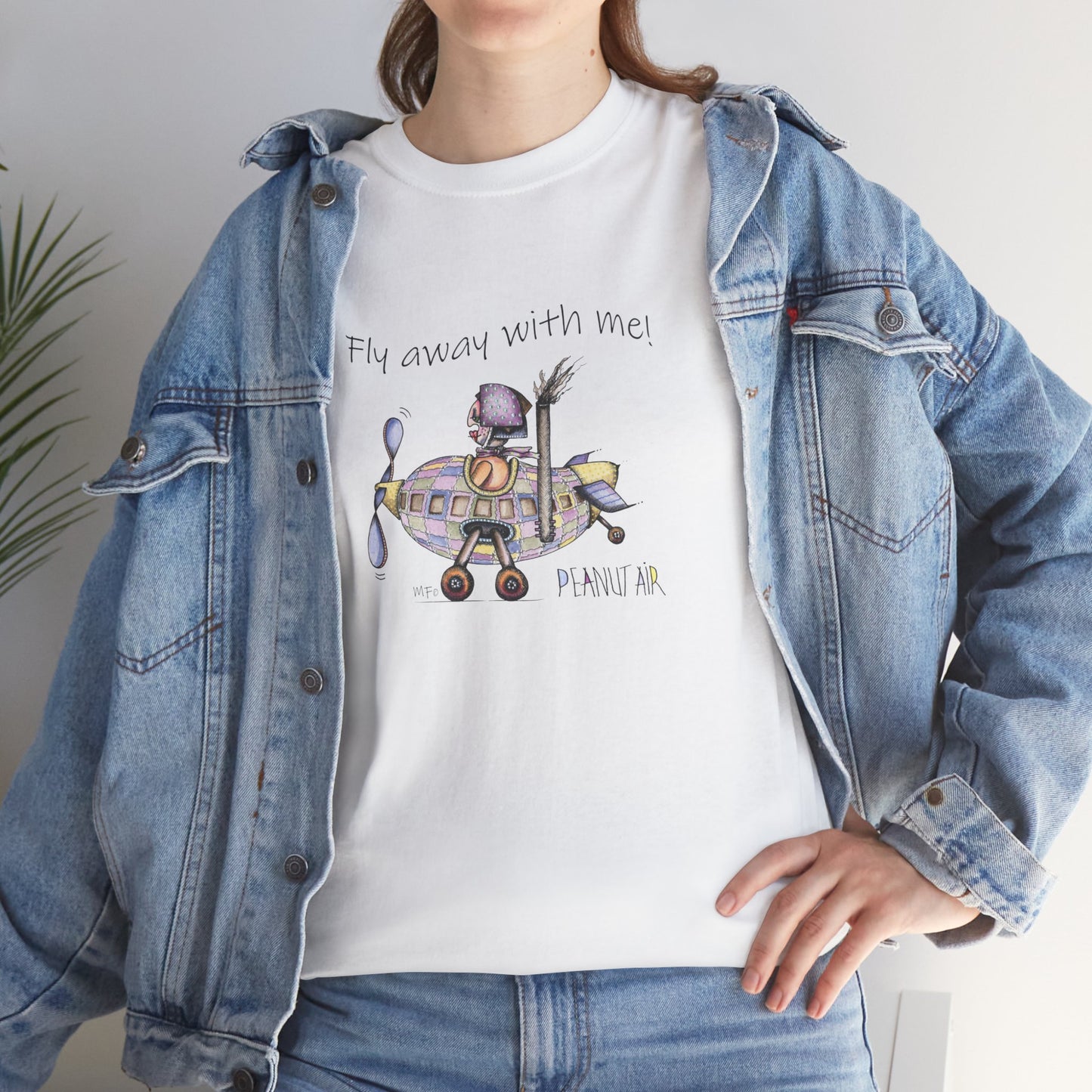 PEANUT AIR, "Fly away with me!" Unisex Heavy Cotton Tee by artist Marie Frederique (S - 5XL)