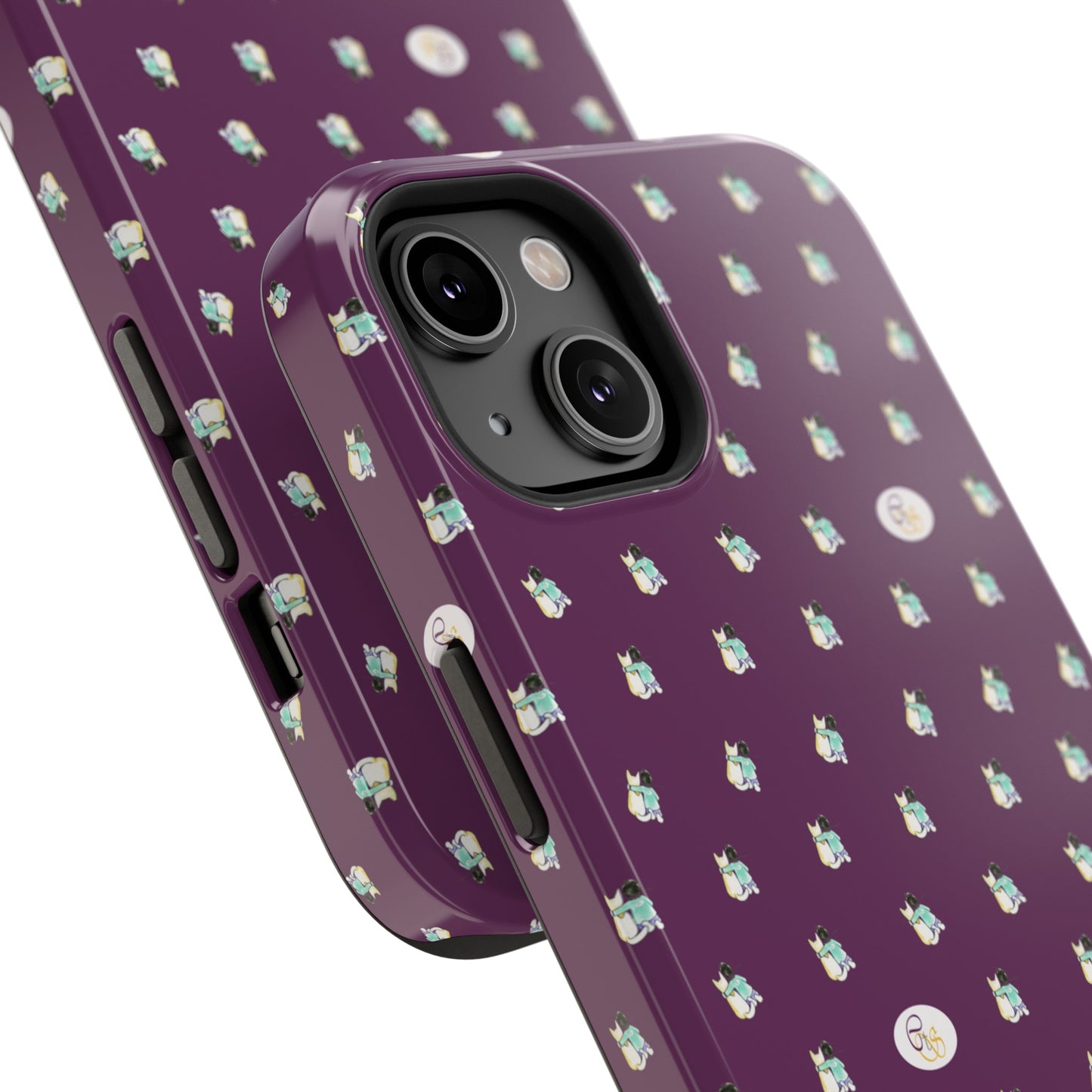 CTS Purple - repeat pattern boy and dog, Impact-Resistant Phone Cases by artist Marie Frederique