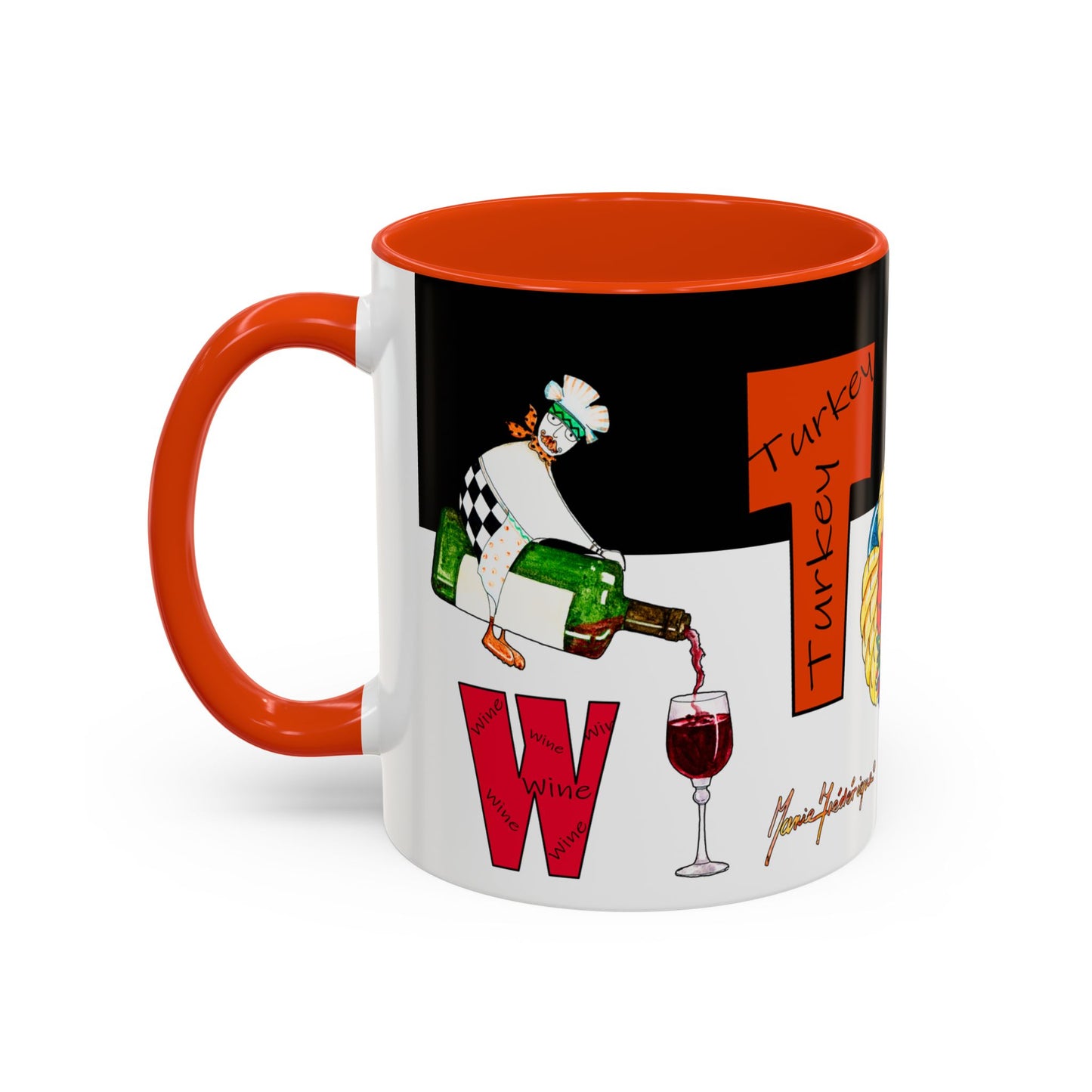Colorful WTF Holiday Mugs by artist Marie Frederique