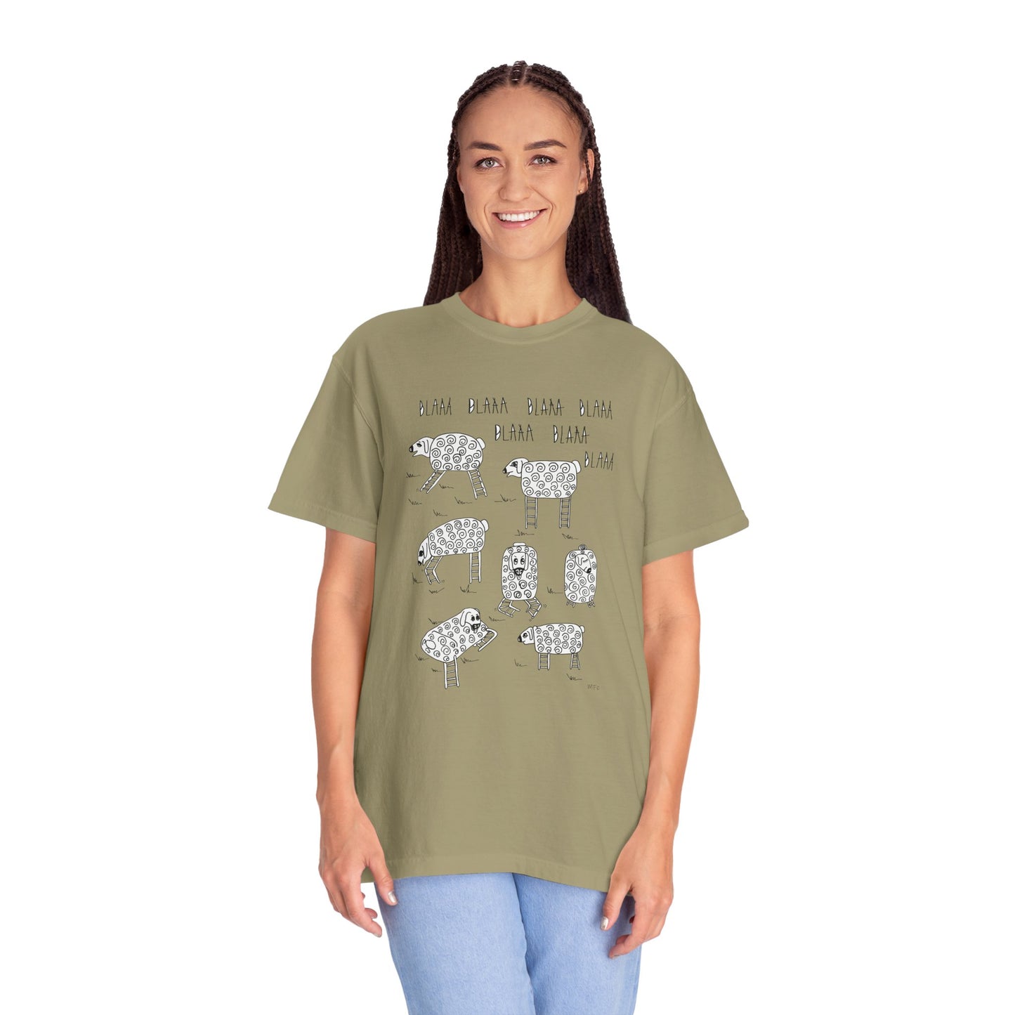 Blaaa Blaaa, Fun Sheep Unisex T-Shirt - Quiet Time Humor by artist Marie Frederique