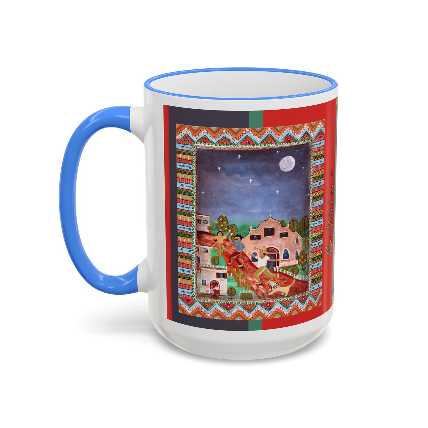 Colorful Southwestern Desert Illustration — 11oz/15oz Ceramic Coffee Cup by artist Marie Frederique