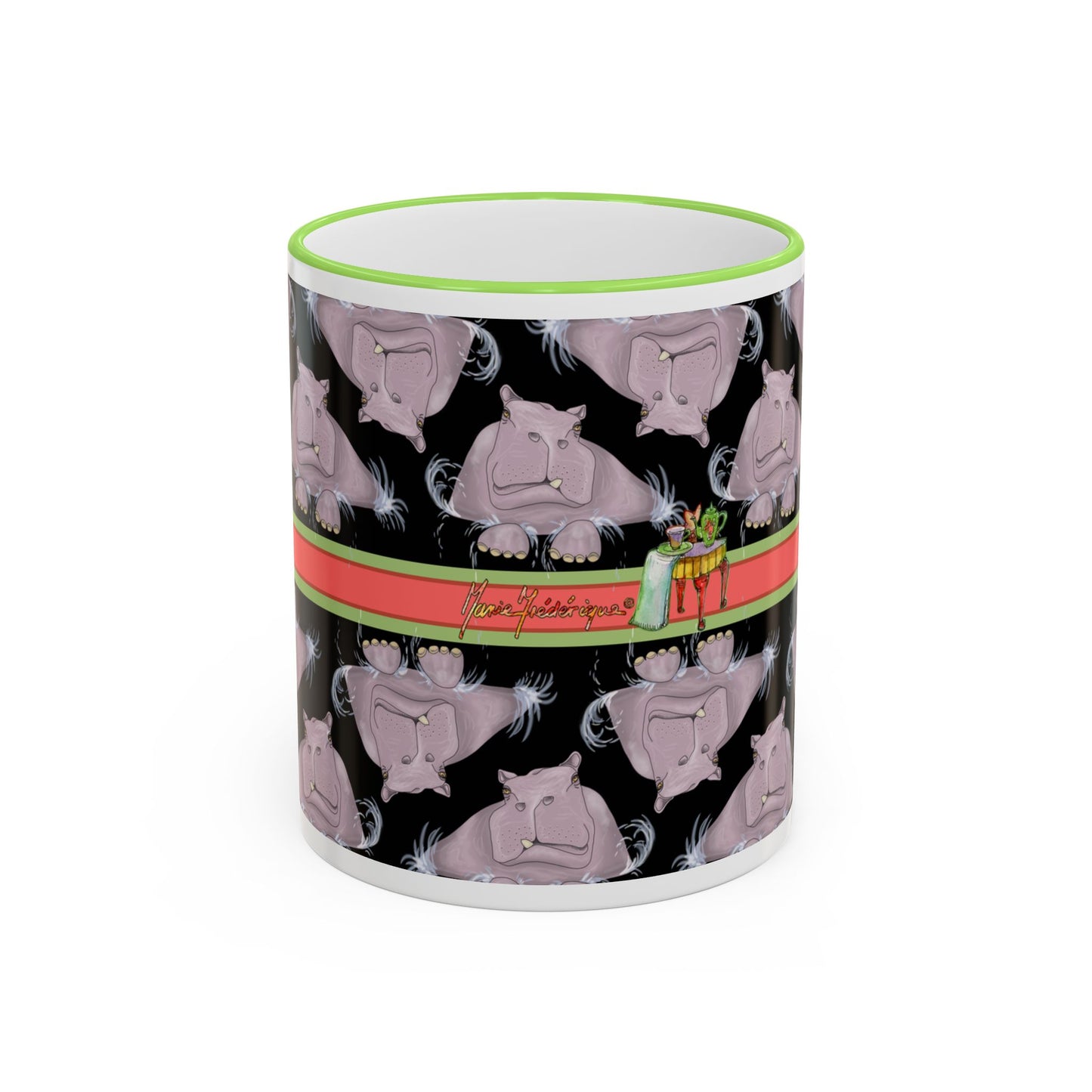 Hippo Repeat Design Gift Mug (11oz/15oz) by artist Marie Frederique