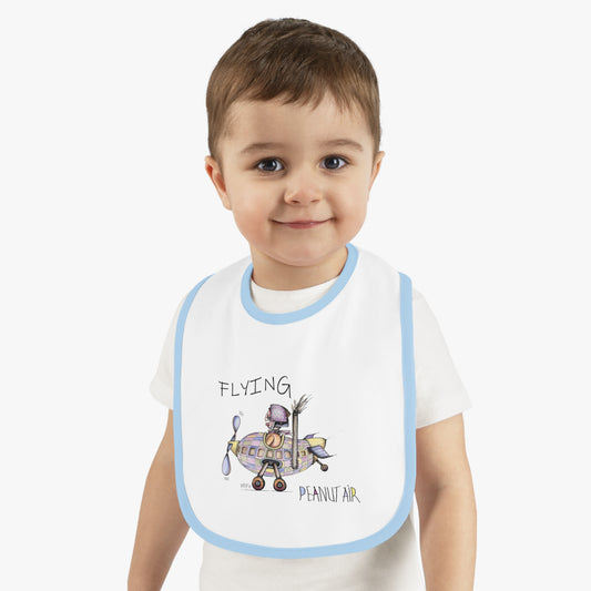 PEANUT AIR, "Flying" Super cute Designer wear by artist Marie Frederique - Baby Contrast Trim Jersey Bib