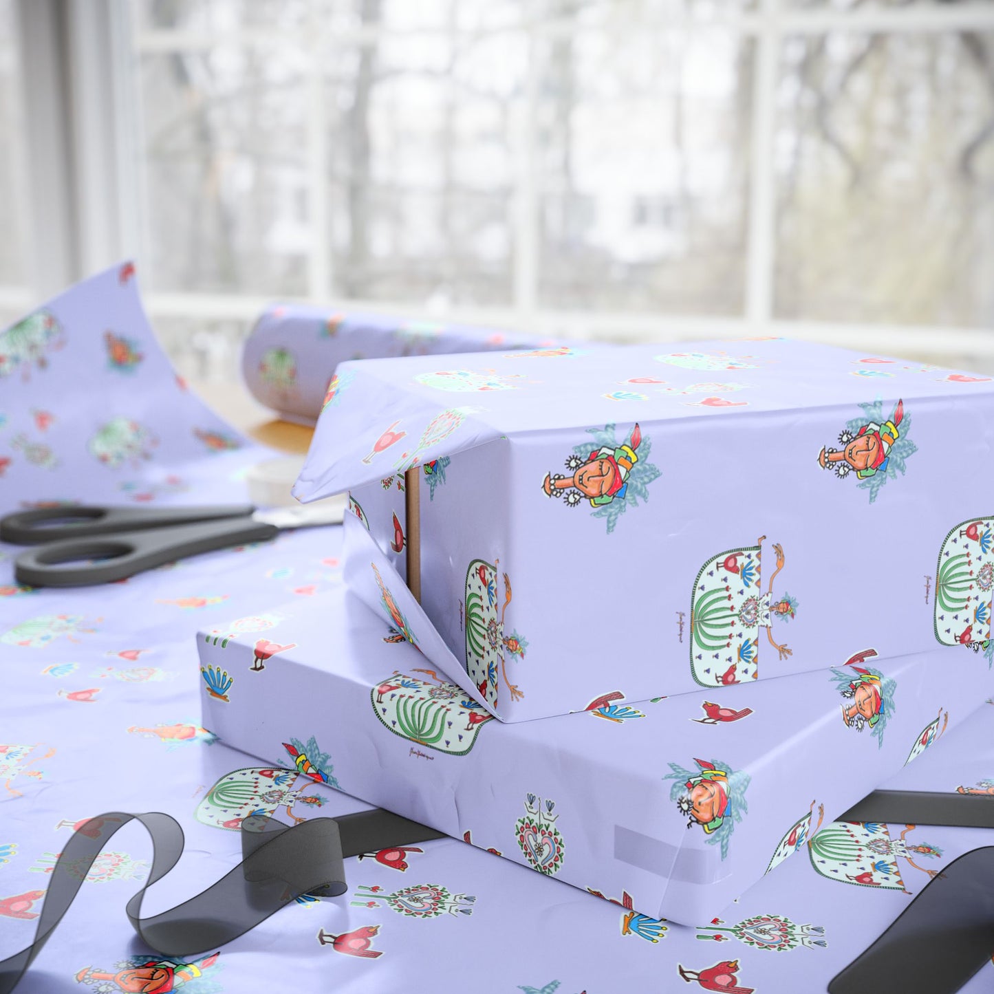 Lavender Tropical Dancer Wrapping Paper — Gift Wrap for Birthdays & Playful Occasions by artist Marie Frederique