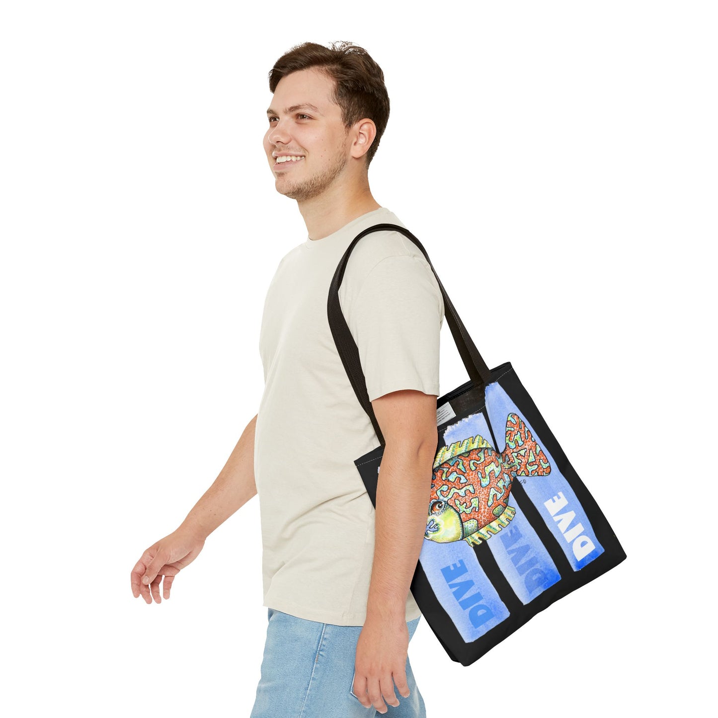 Scuba Dive Fish Tote Bag by artist Marie Frederique