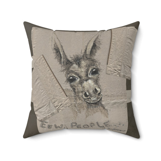 Donkey lovers - EWE, PEOPLE...  Whimsical Animal Art Pillow by artist Marie Frederique