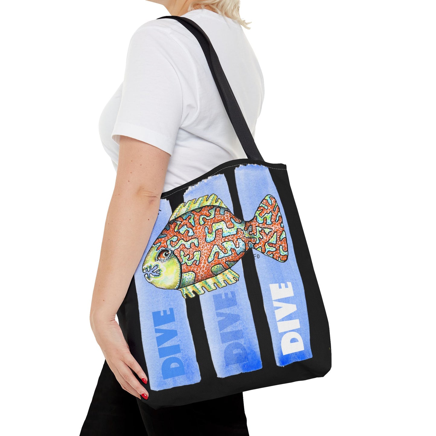 Scuba Dive Fish Tote Bag by artist Marie Frederique