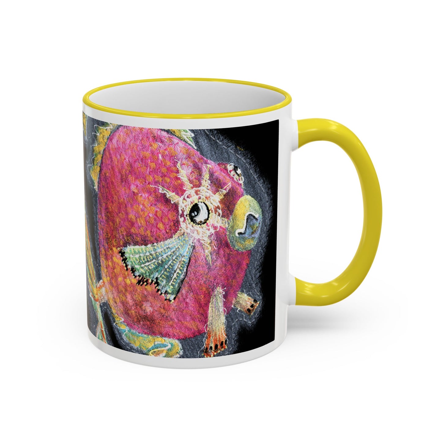 Rose fish Accent Rim Mug – Artistic Aquarium Coffee Cup (11oz & 15oz) by artist Marie Frederique