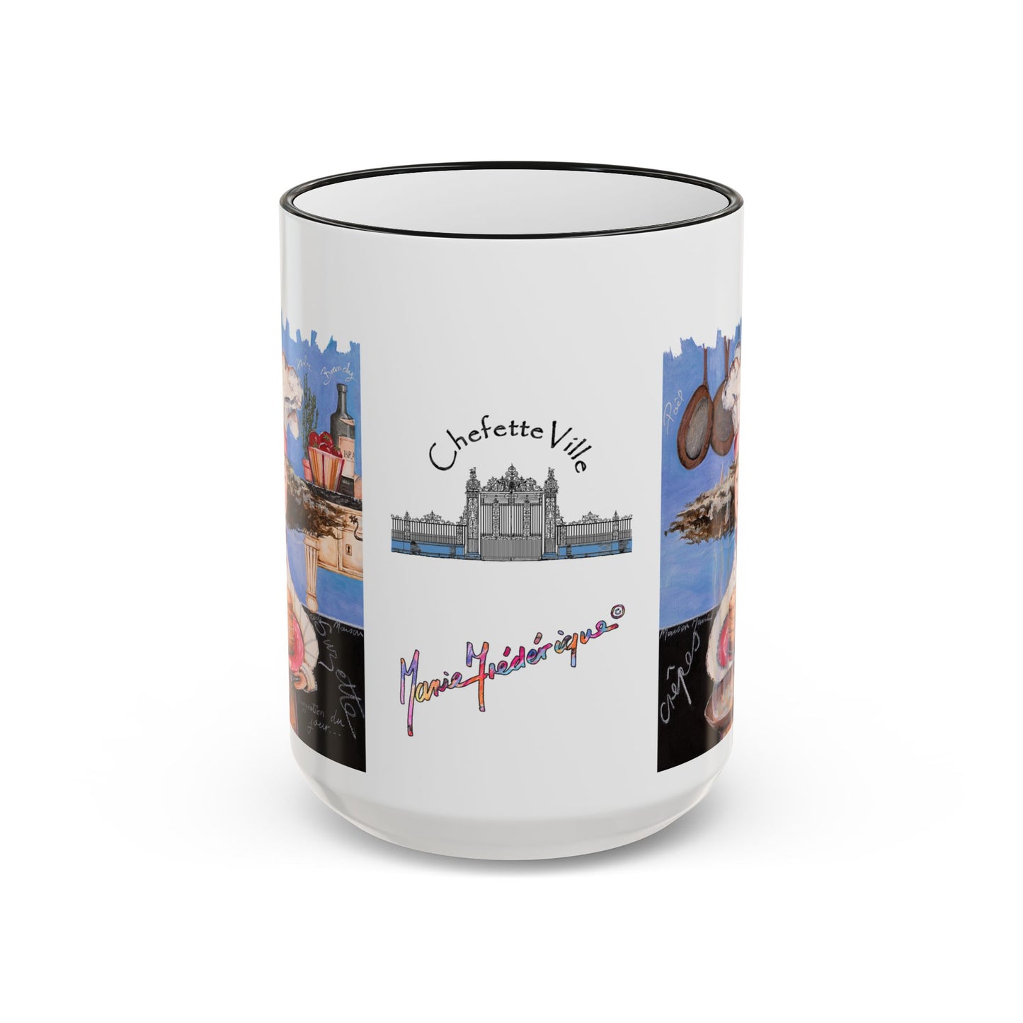 Crepes Suzette Mug - French Chefetteville Collage Coffee Cup by artist Marie Frederique