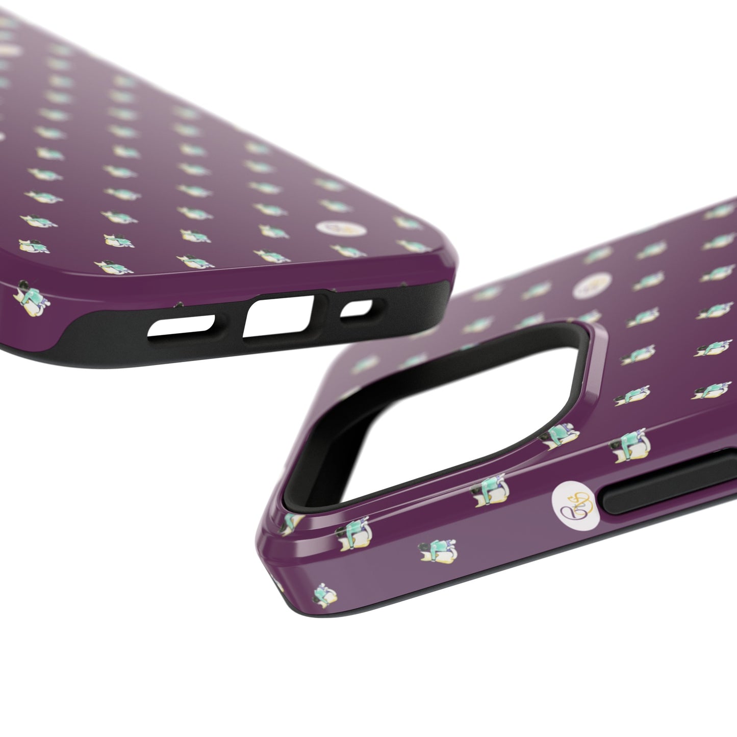 CTS Purple - repeat pattern boy and dog, Impact-Resistant Phone Cases by artist Marie Frederique