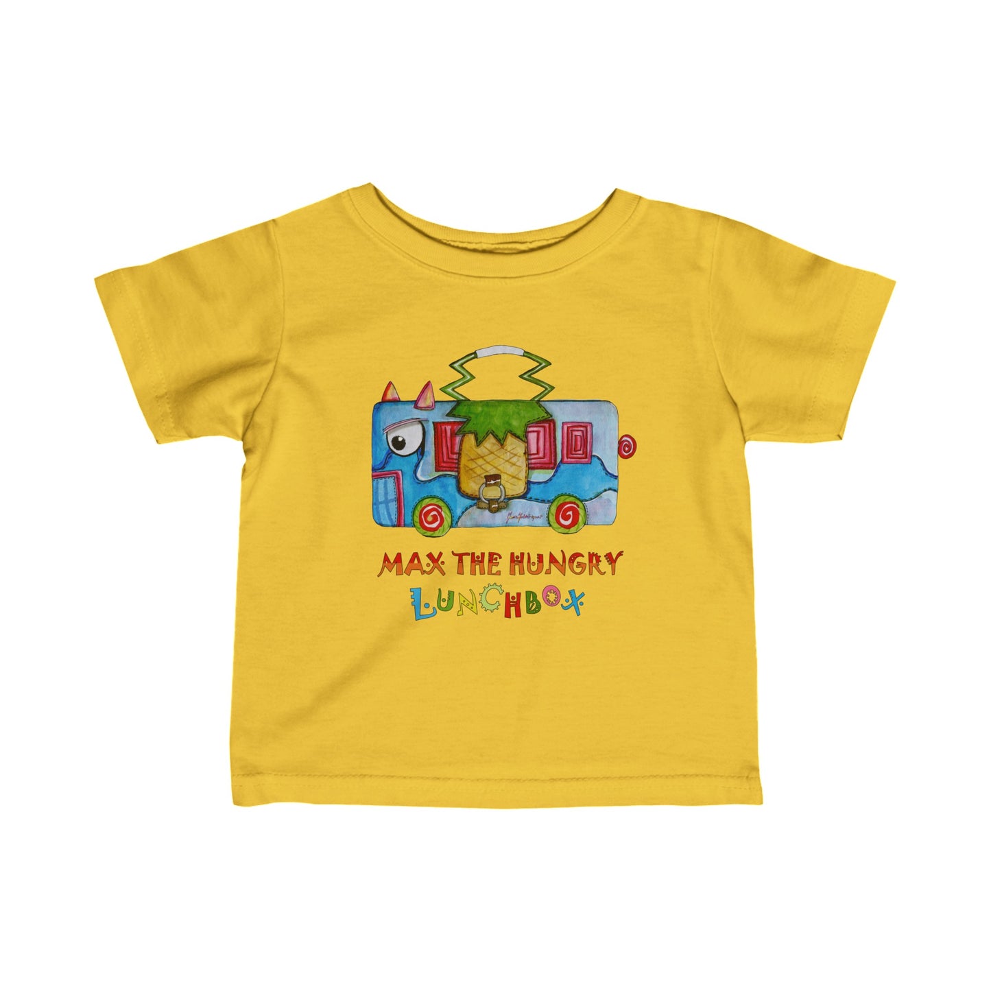 Max the Hungry Lunchbox - Infant Fine Jersey Tee in 4 colors By Artist Marie Frederique