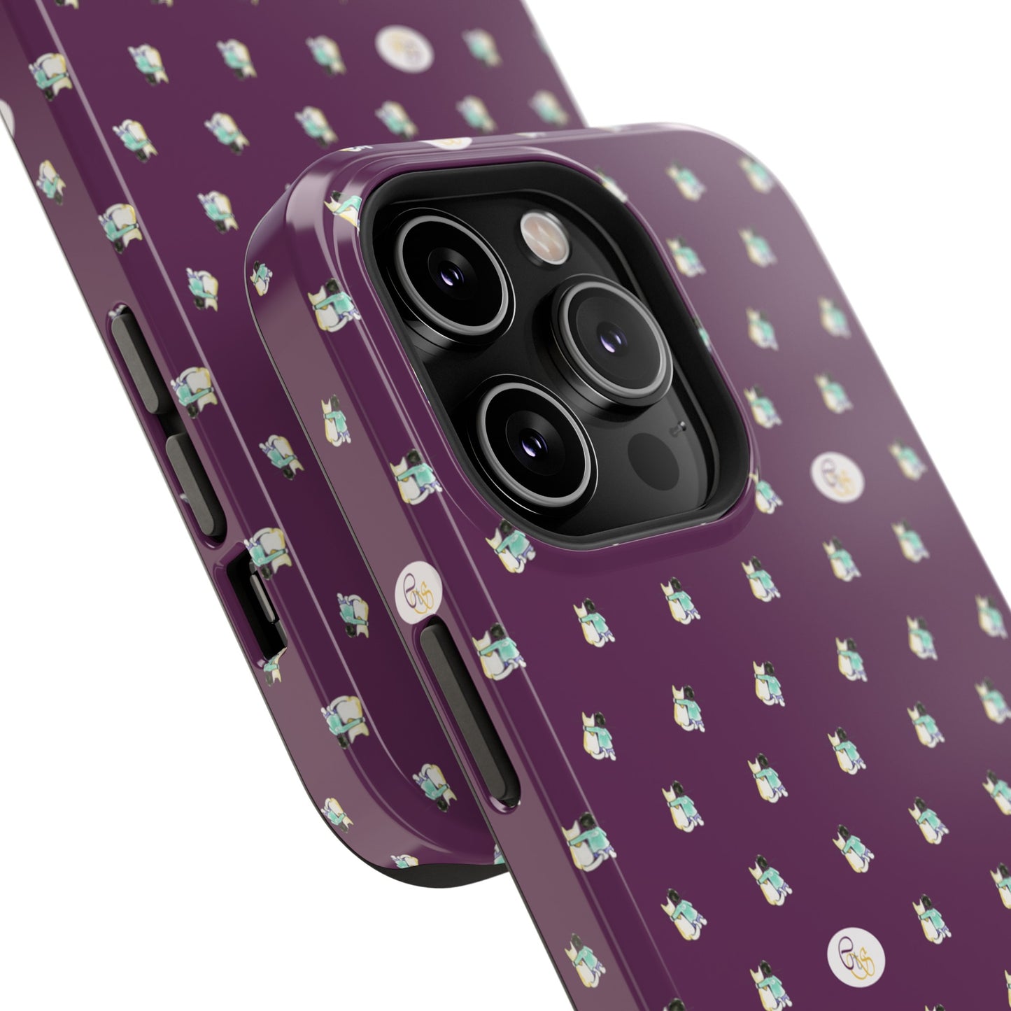 CTS Purple - repeat pattern boy and dog, Impact-Resistant Phone Cases by artist Marie Frederique