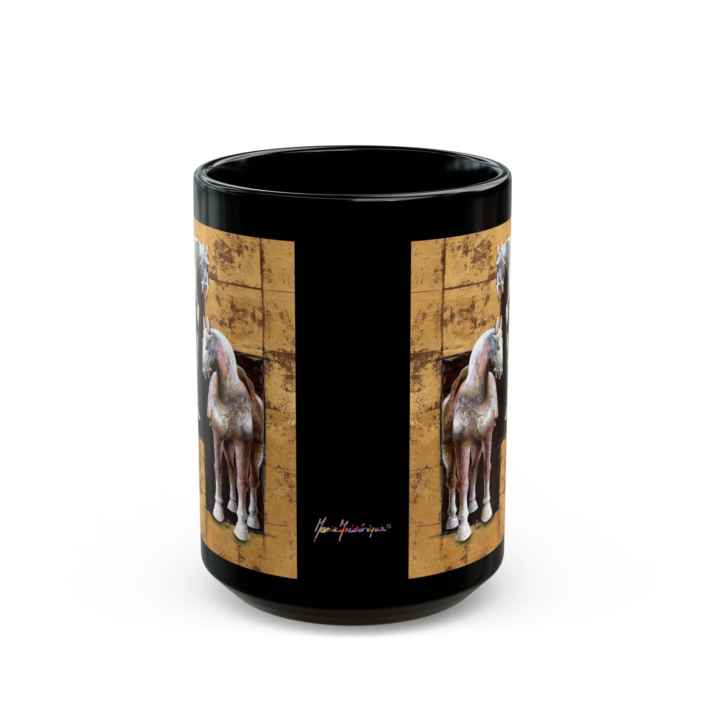 CTS Collection - Asian horse 2, Black Mug (11oz, 15oz) By Artist Marie Frederique