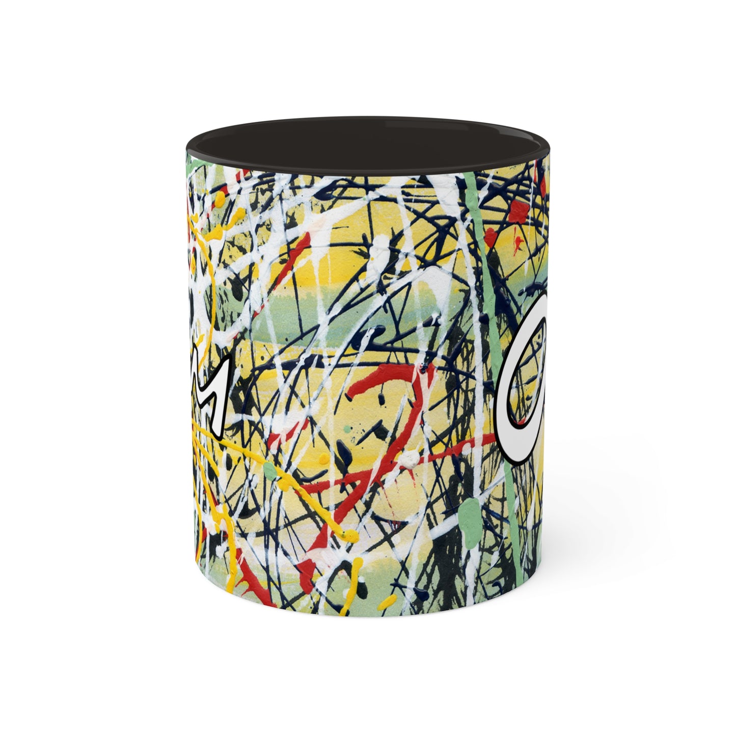 OM/AUM Zen, Abstract expressionist Colorful Mug in 3 colors, Red, Black and Yellow 11oz By Artist Marie Frederique