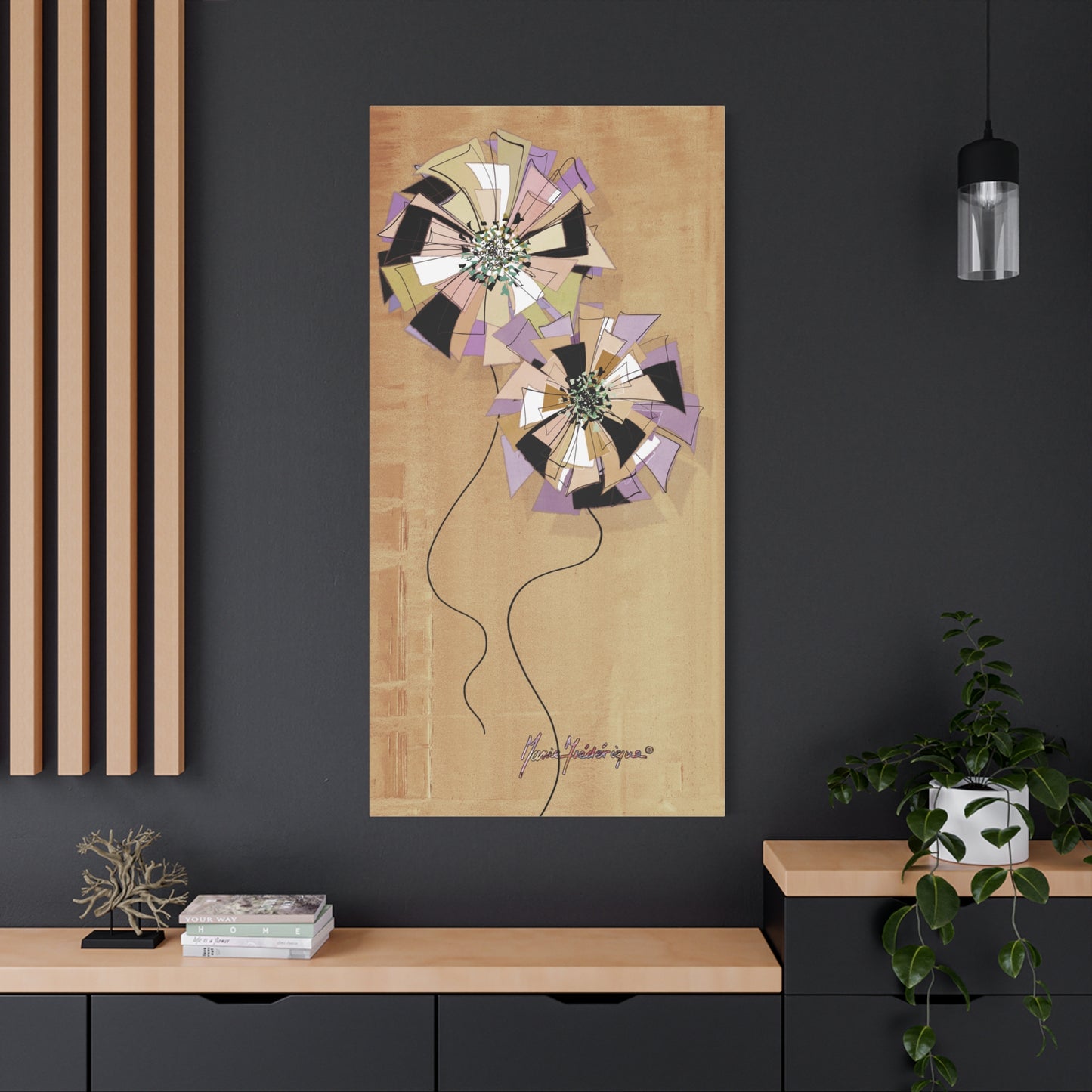 Floral Pinwheel Vertical Wall Canvas by artist Marie Frederique