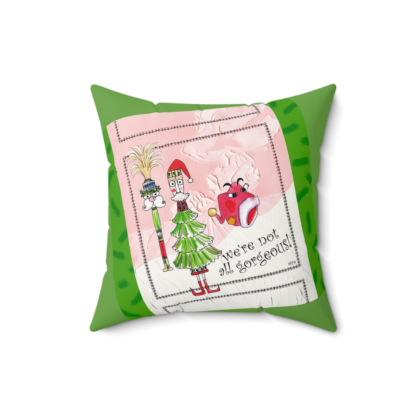 Festive Faux Suede Pillow Cover, Holiday Decor, Christmas Throw Pillow, Humorous Cushion, Quirky Home Decor