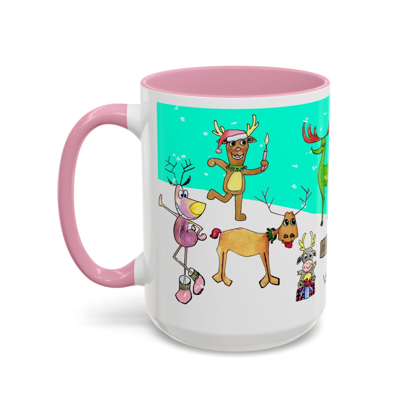 Santa's Job application line up, Christmas Mug, by artist Marie Frederique