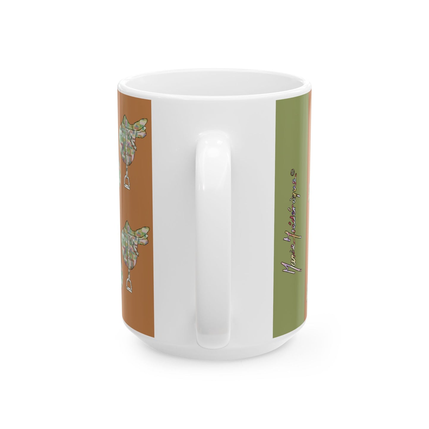 Equestrian Saddle pattern Ceramic Mug (11oz/15oz) by artist Marie Frederique
