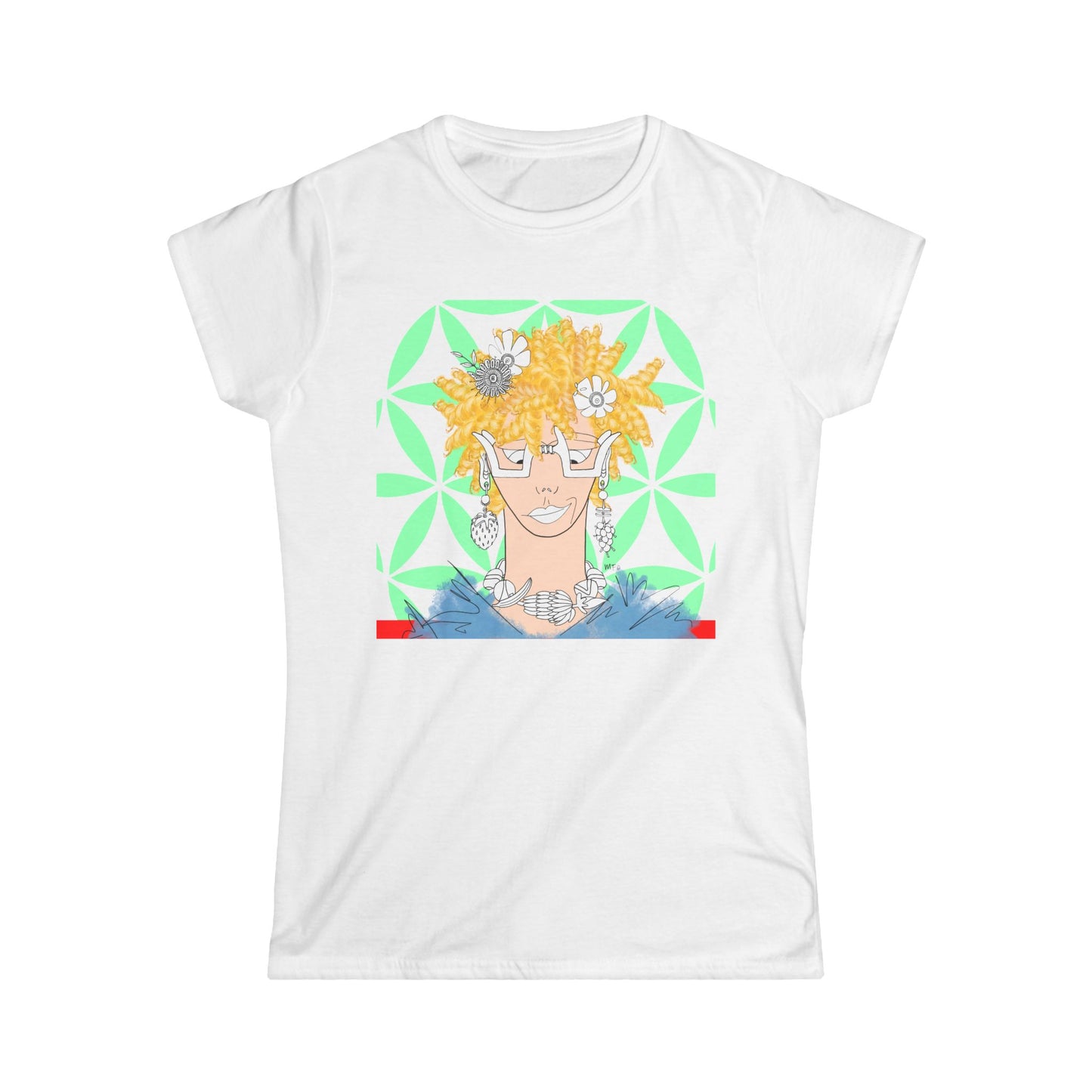 Milou, Graphic Boho Floral Graphic Tee for Women by artist Marie Frederique