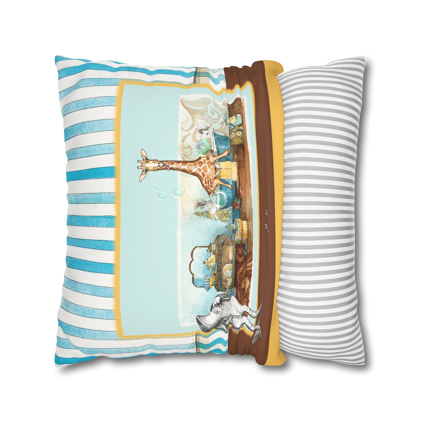 Giraffe Faux Suede Square Pillow cover only — Nursery Animal Decorative Pillow cover by artist Marie Frederique