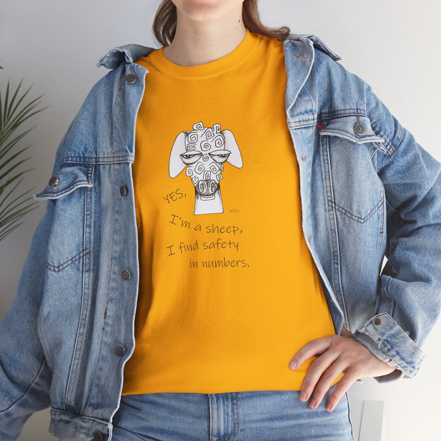 Sheep Lovers - Safety in Numbers. Unisex Heavy Cotton Tee by artist Marie Frederique