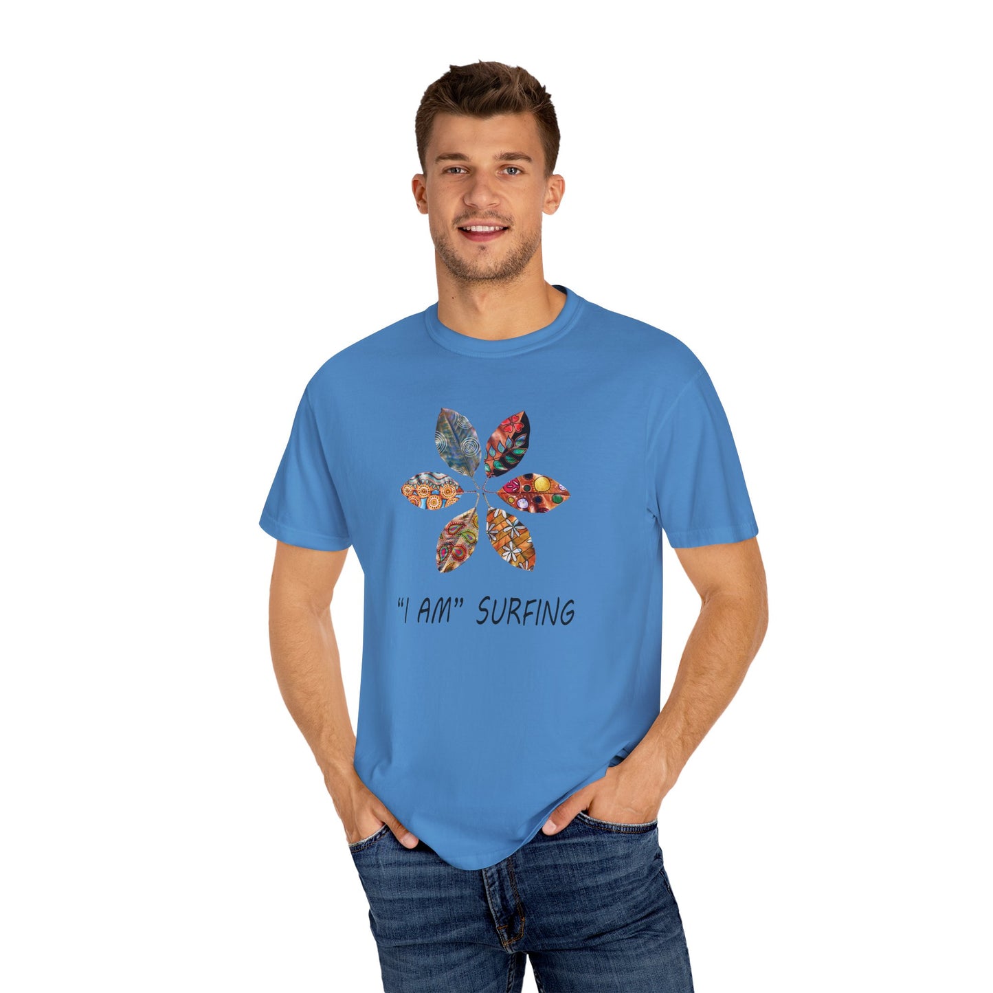 Leaf Wheel Unisex Surfing T-shirt by artist Marie Frederique