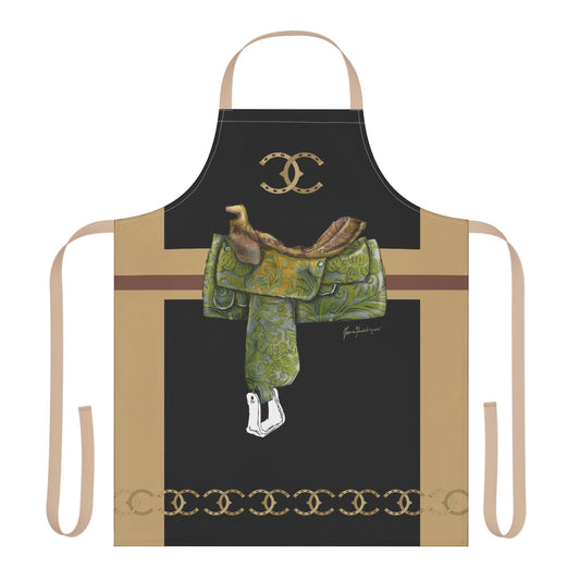 Leather Saddle Apron – Equestrian Saddle Graphic Kitchen & BBQ Apron by artist Marie Frederique
