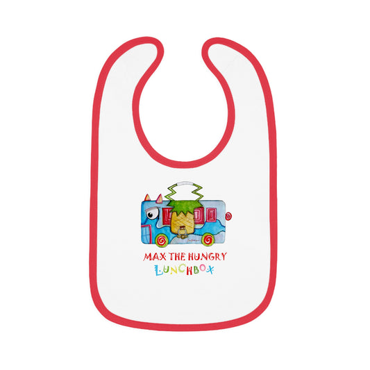 MAX The Hungry Lunchbox - Baby Contrast Trim Jersey Bib By Artist Marie Frederique