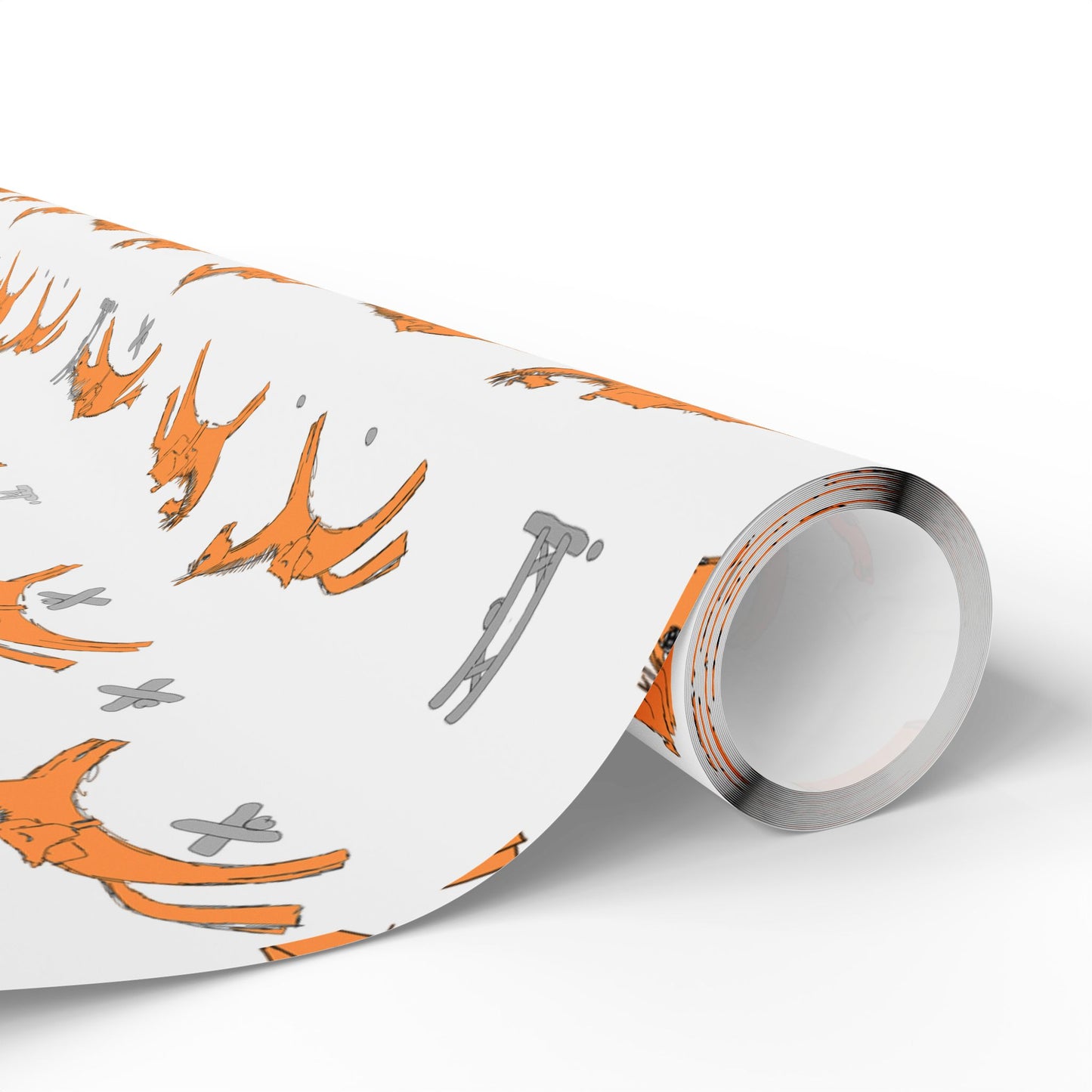 Horse Jumping Pattern Wrapping Paper – Orange Horses on White Gift Wrap (Holiday & Birthday) by artist Marie Frederique