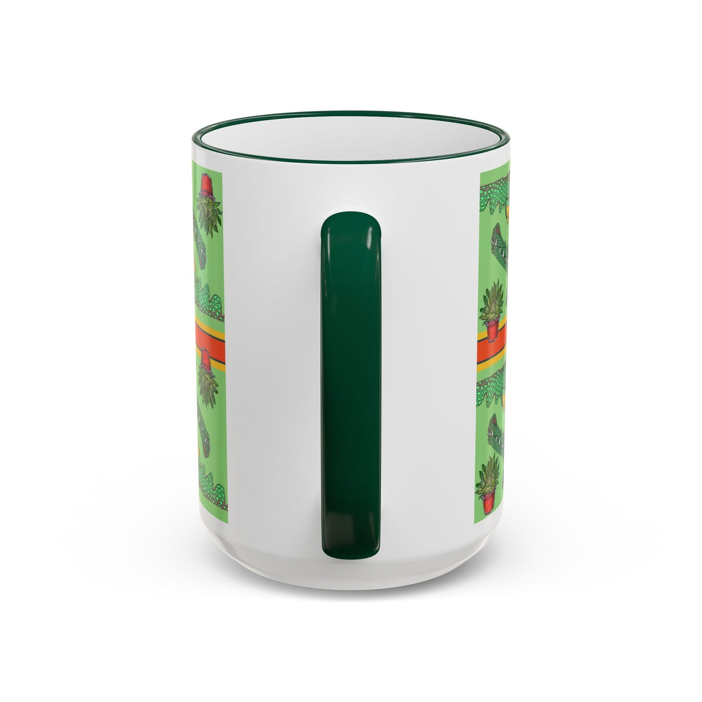 Funny Alligator Pattern Mug — Green Crocodile Design (11oz/15oz) by artist Marie Frederique