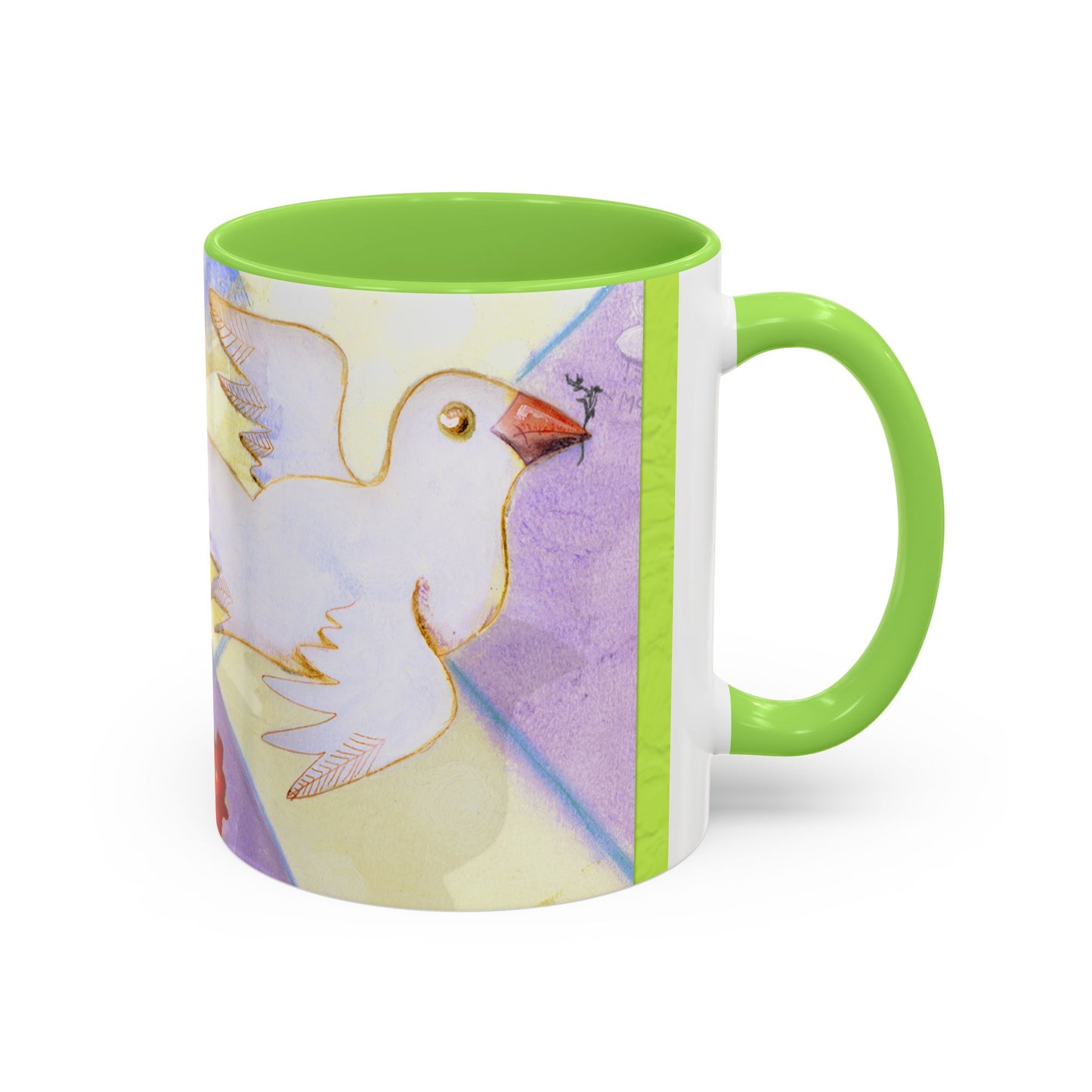 Colorful Dove, Peace offering - Colorful Mug by artist Marie Frederique