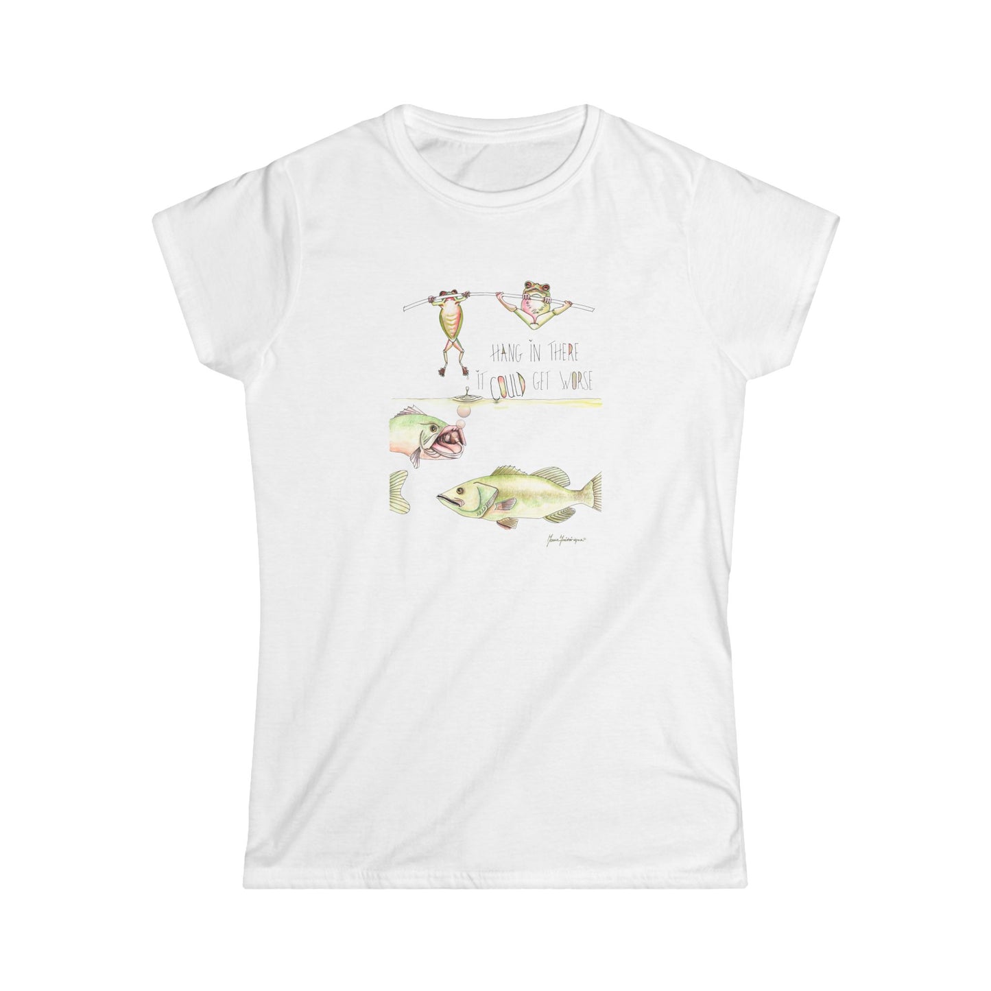 Whimsical Frog & Fish Illustration "Things could get worse" by artist Marie Frederique