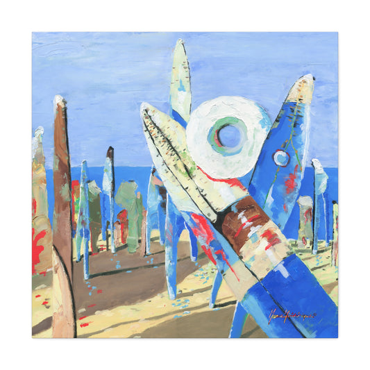 Beach Party 1, Abstract Canvas Wall Art, by artist Marie Frederique