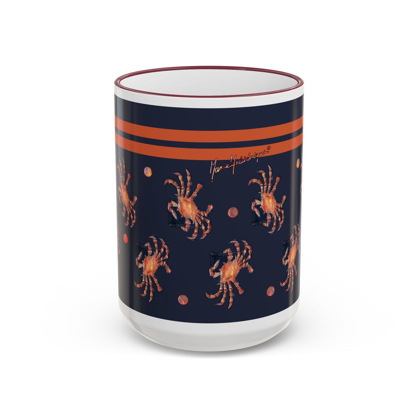 Cancer Zodiac Mug — Crab Accent Rim & Handle Coffee Cup (11oz/15oz) by artist Marie Frederique
