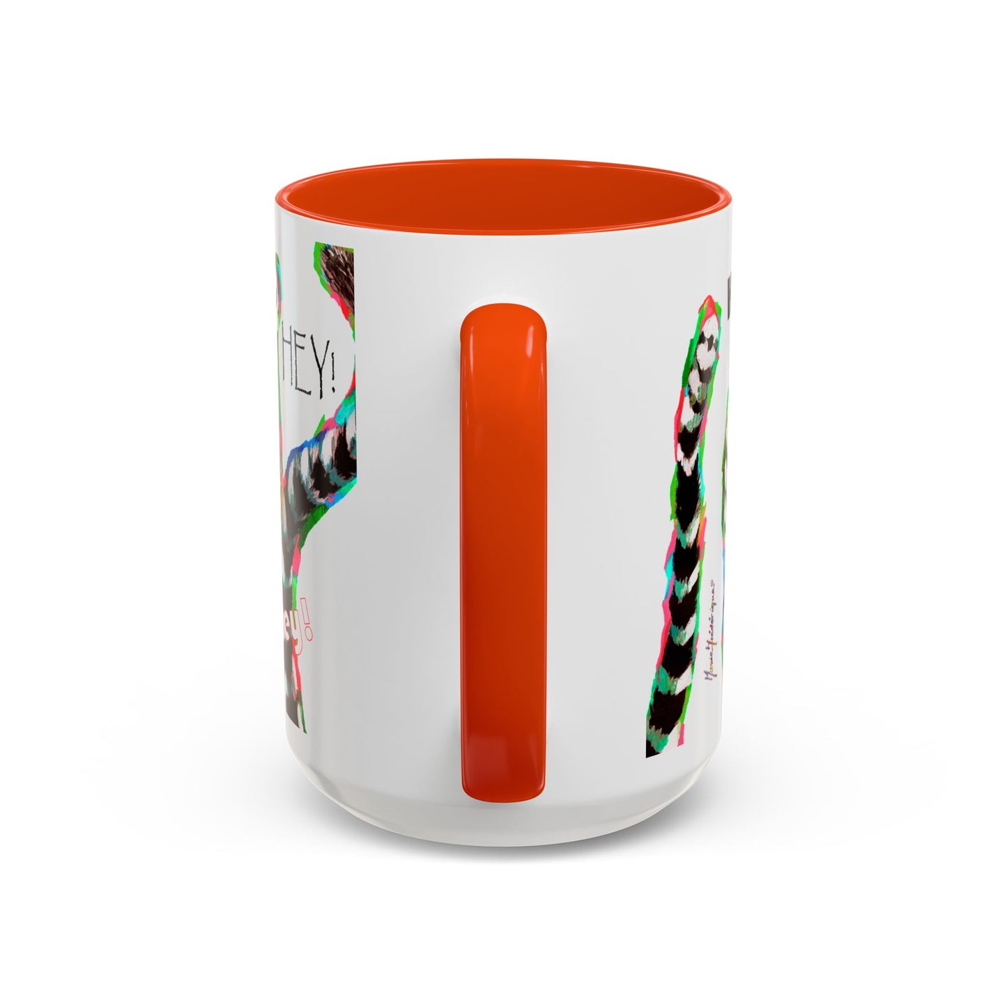 Lemurs from Madagascar scrambling to say "Hey!" - Colorful Mug by Artist Marie Frederique