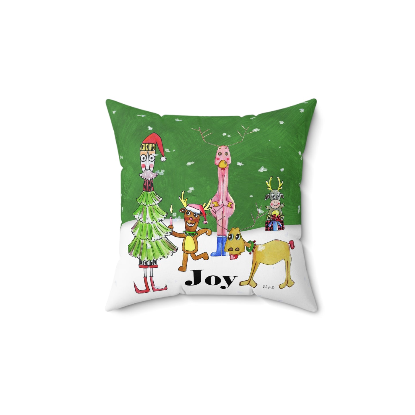 Christmas Pillow - JOY by artist Marie Frederique