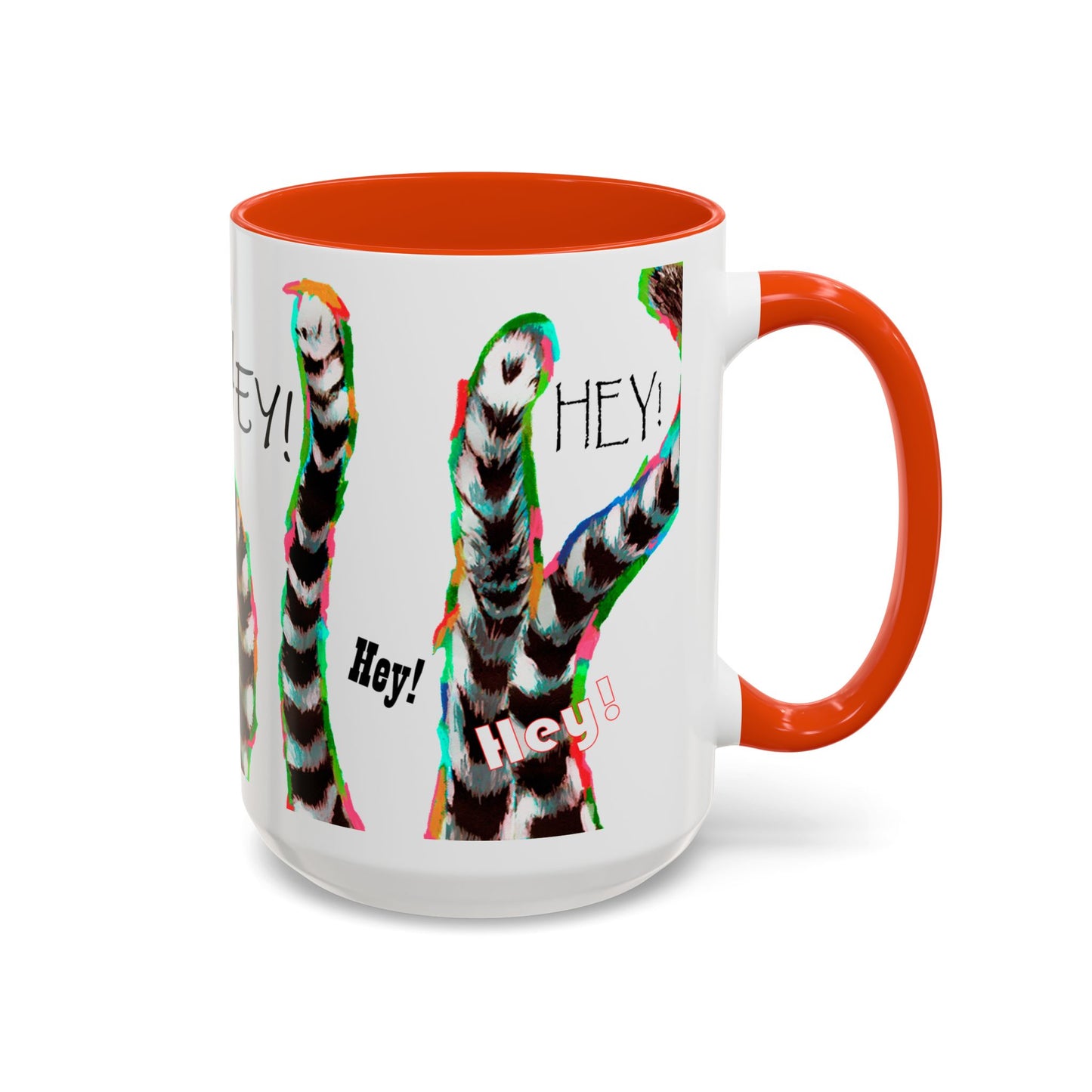 Lemurs from Madagascar scrambling to say "Hey!" - Colorful Mug by Artist Marie Frederique