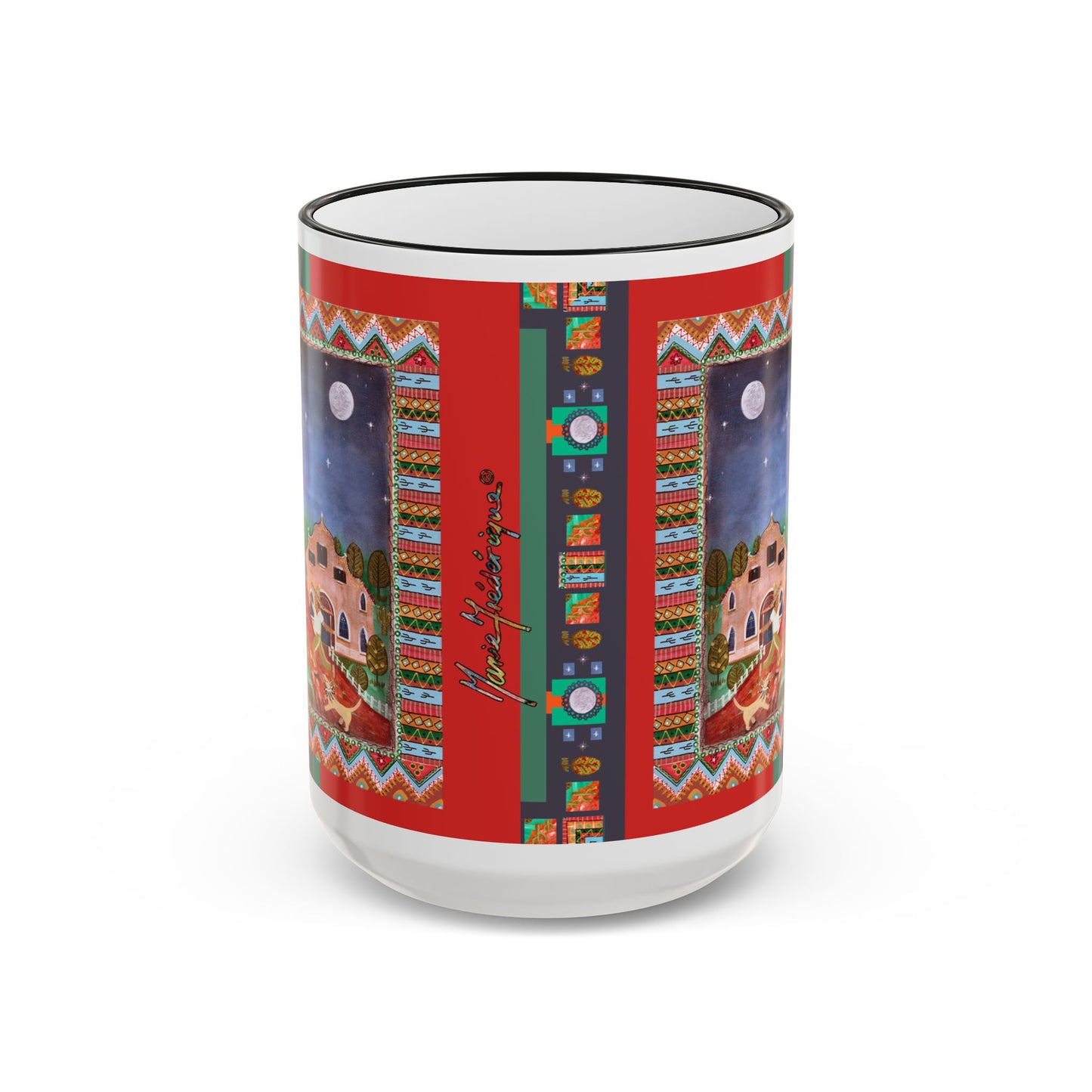 Colorful Southwestern Desert Illustration — 11oz/15oz Ceramic Coffee Cup by artist Marie Frederique