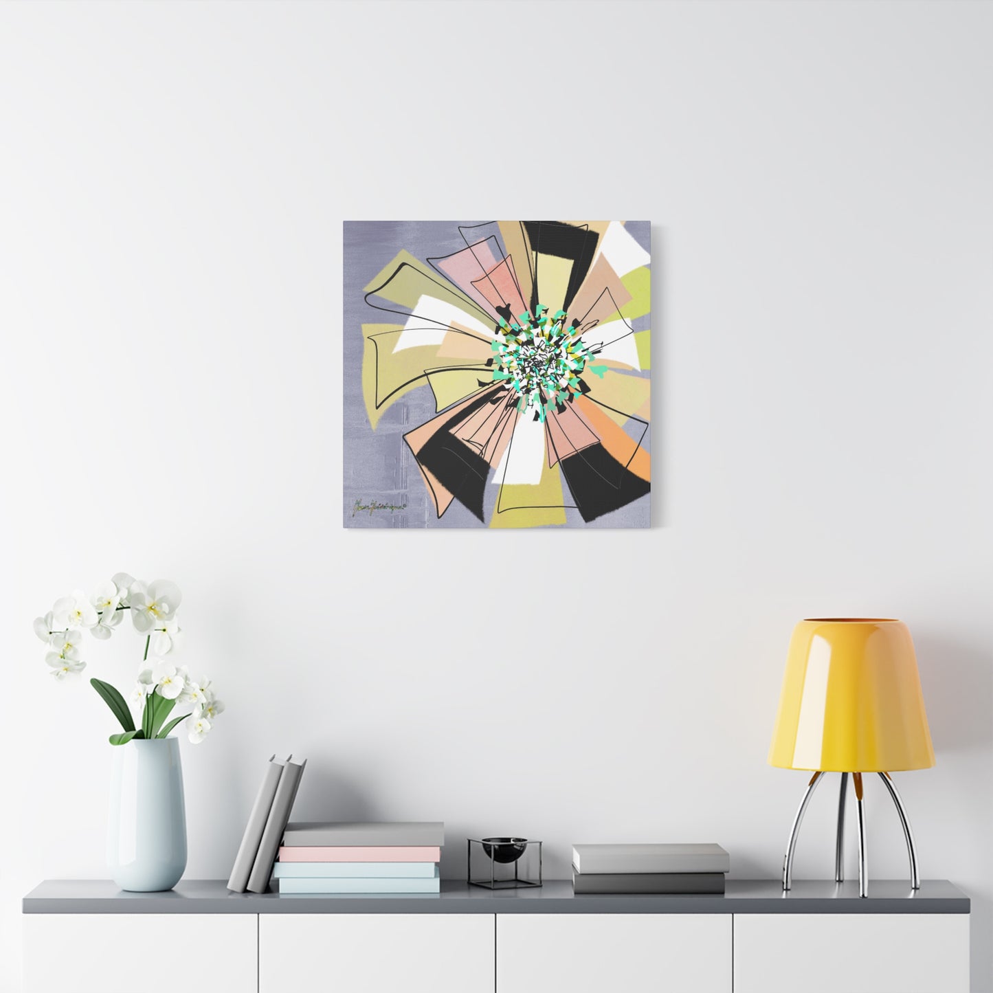 Abstract Floral Pinwheel Canvas Art Print by artist Marie Frederique