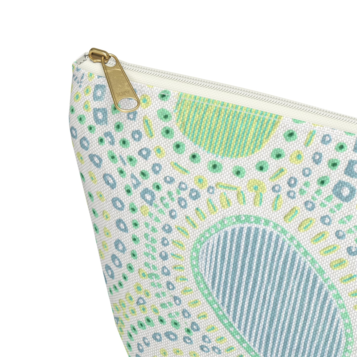 Accessory Pouch w T-bottom, Pastel pattern in blue and green and white by artist Marie Frederique