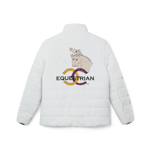 Equestrian Women’s White Puffer Jacket by artist Marie Frederique