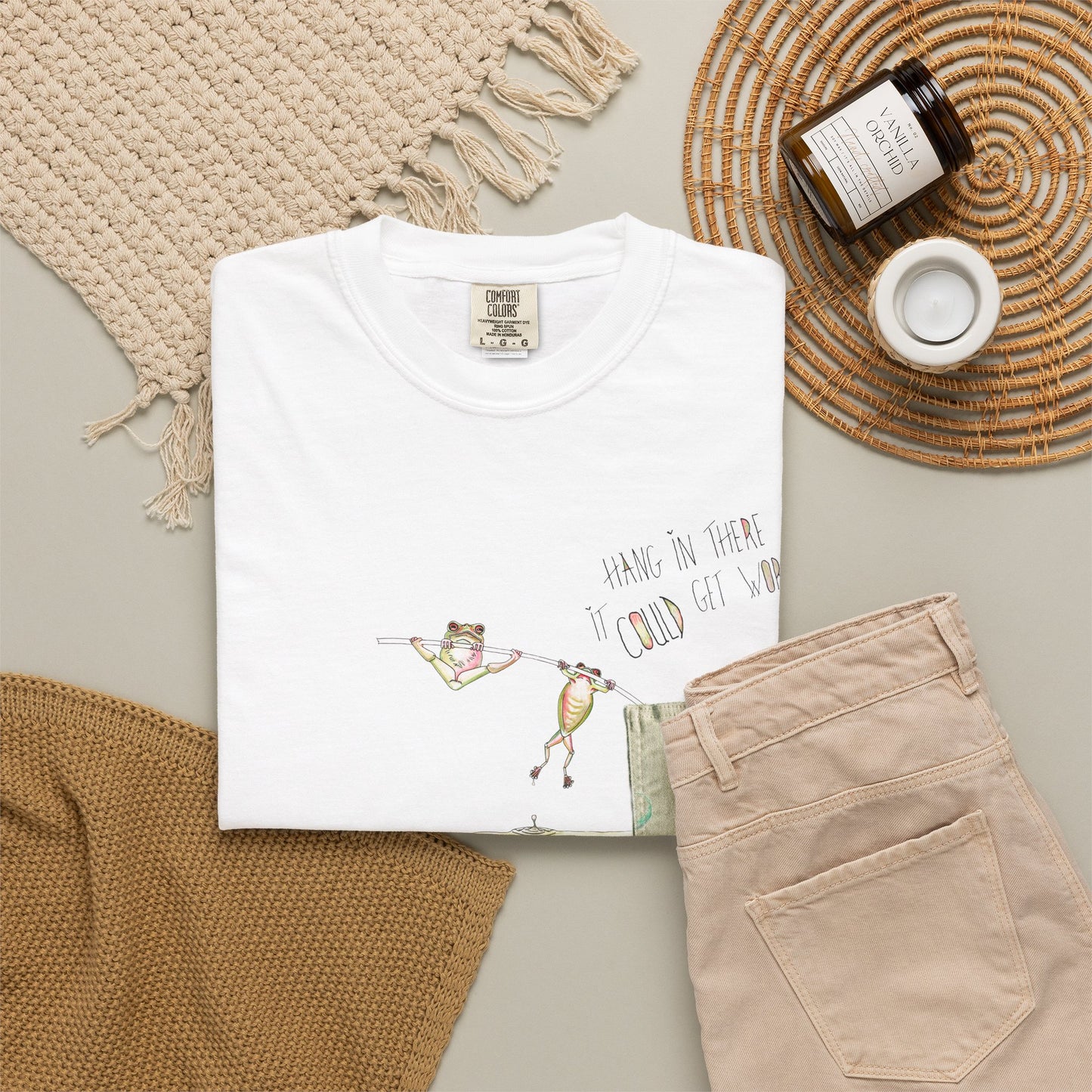 Fishing Graphic T-Shirt — Bass & Fisherman Illustration Tee by artist Marie Frederique