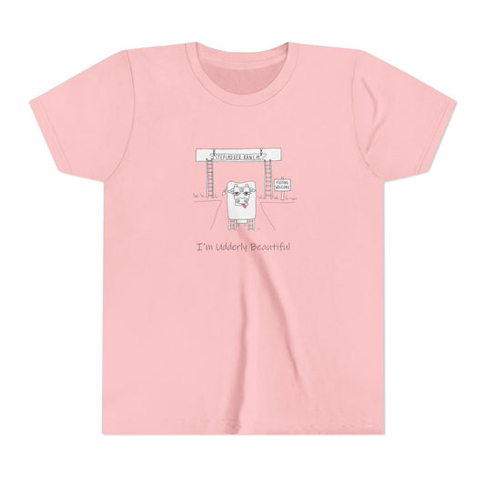 Cute Youth Tee - "I'm Udderly Beautiful" Cow Design - Perfect for Kids