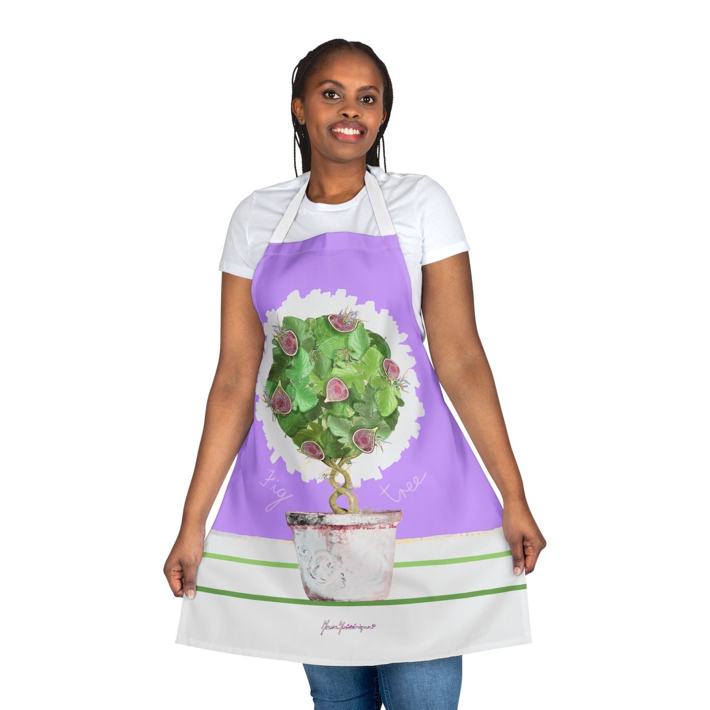 Fiig Topiary Apron — Lavender Kitchen Gardening Gift by artist Marie Frederique