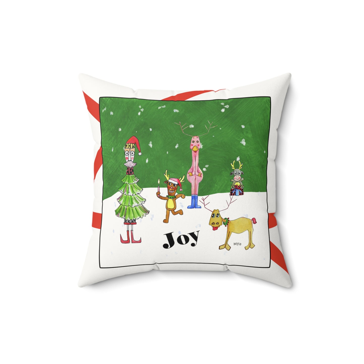 Christmas Pillow - JOY by artist Marie Frederique