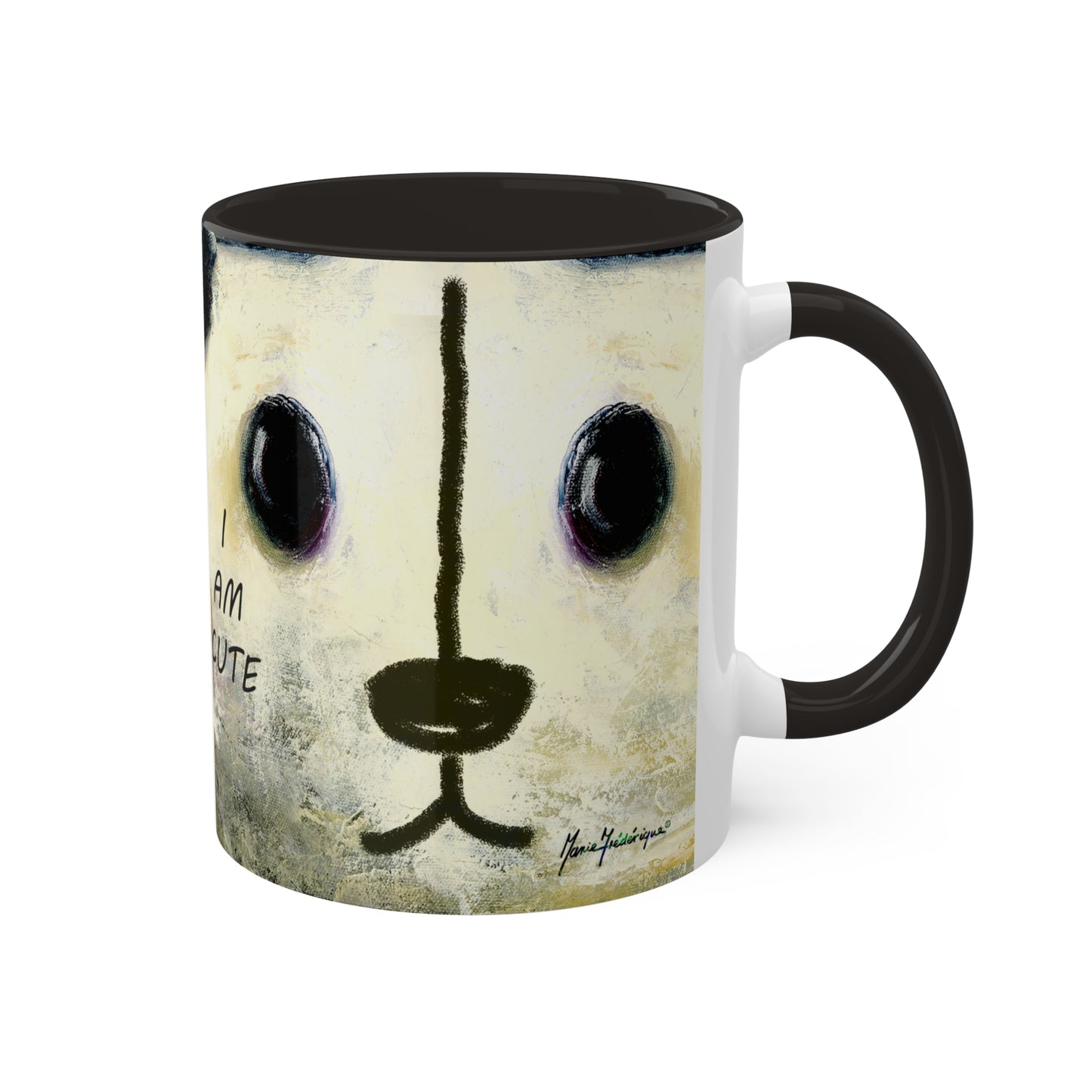 I AM Cute - in 3 color variations, Black, Red and Yellow Mug, 11oz By Artist Marie Frederique