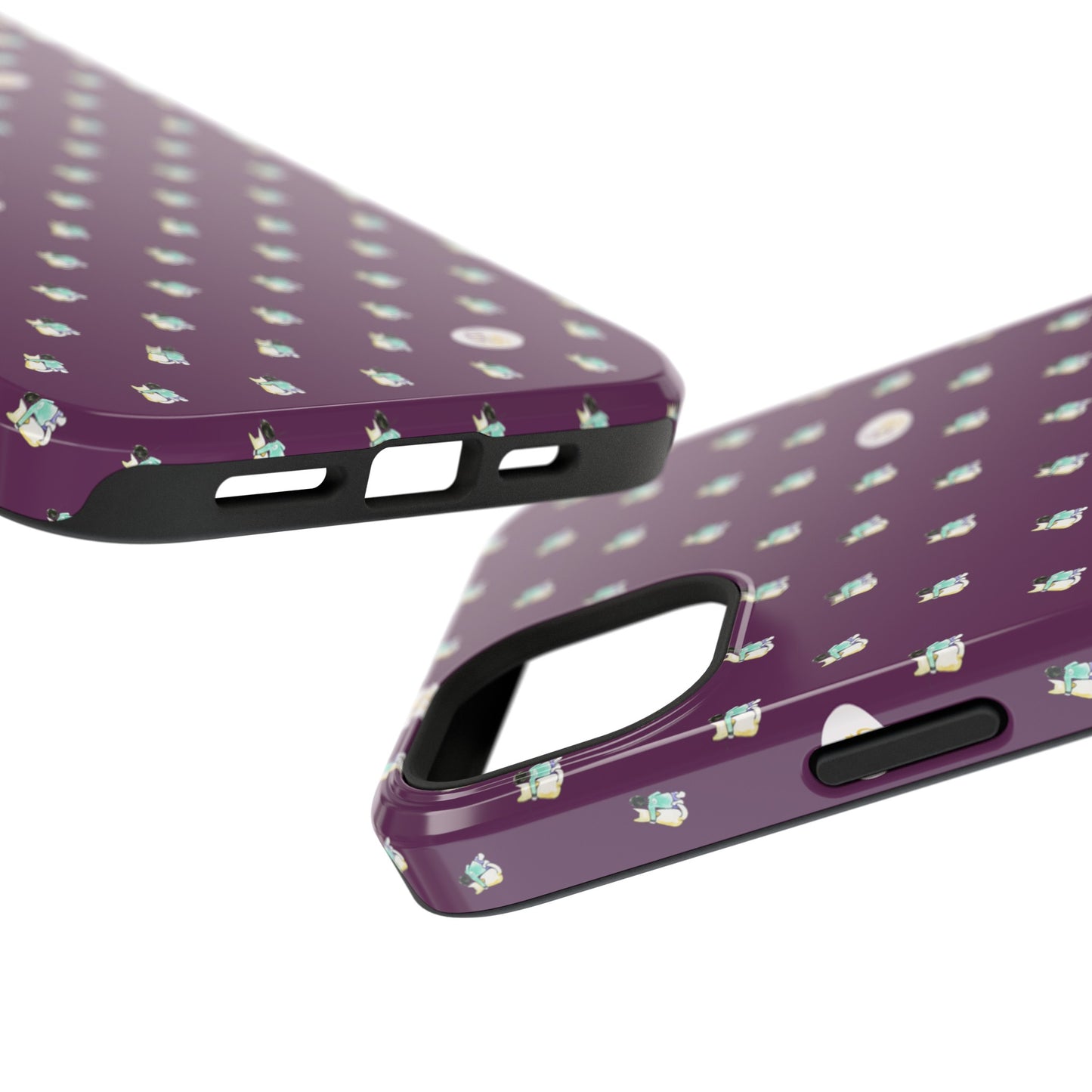 CTS Purple - repeat pattern boy and dog, Impact-Resistant Phone Cases by artist Marie Frederique